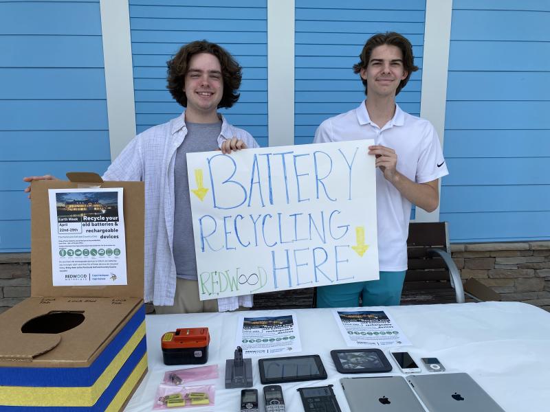 Collecting recyclable materials at Peninsula Golf and Country Club are Cape High seniors Shane Whittam, left, and Chris Williams. SUBMITTED PHOTO